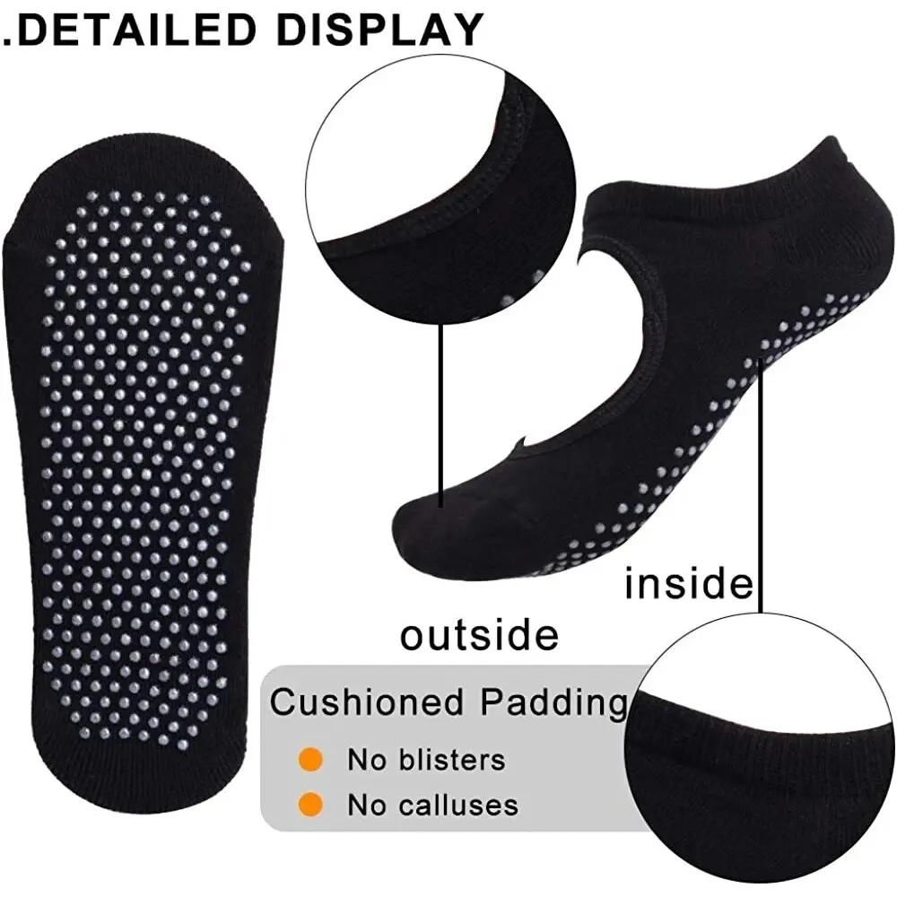 Chaussettes de Yoga antidérapantes, dos nu, en coton, pour femmes, Sport, Pilates, pantoufles de dan