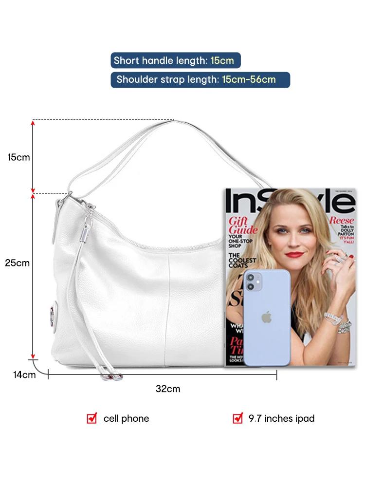 Zency – sac à bandoulière en cuir véritable pour femmes, sac élégant de grande capacité, couleur bei