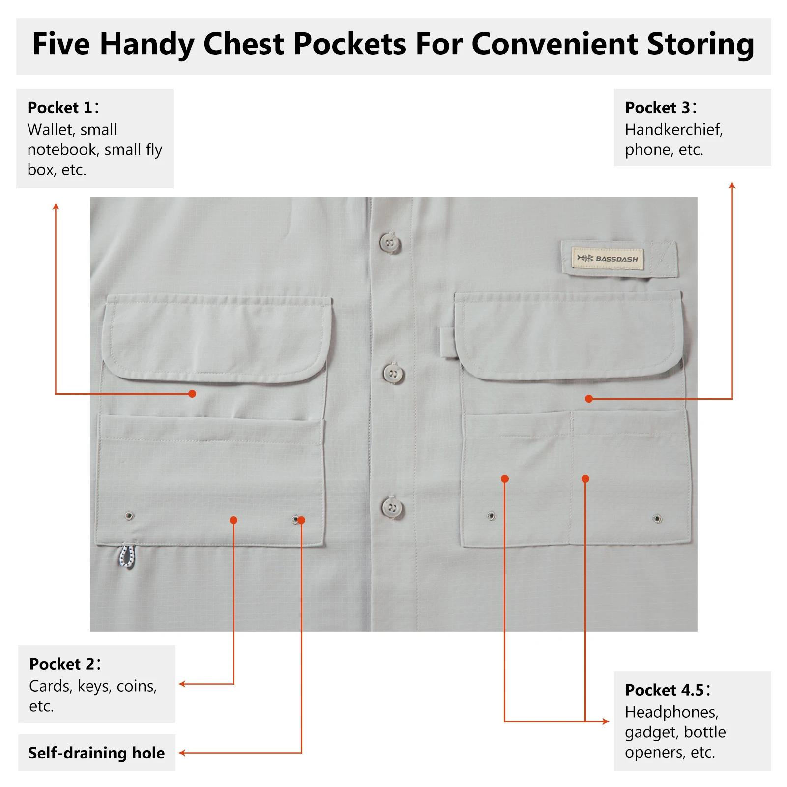 Bassdash-Chemise à boutons pour hommes, tenue d'été ou pour la pêche, survie sauvage, résistante au 