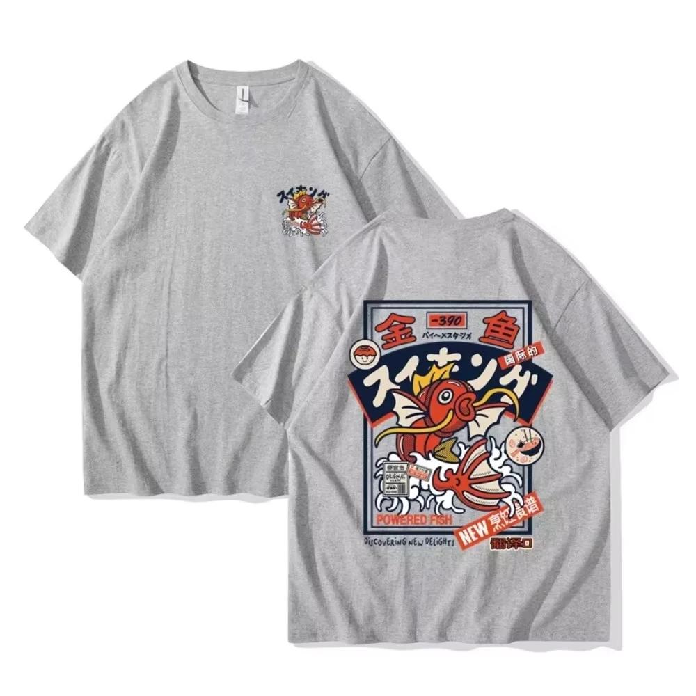 2025 rouge Koi imprimé manches courtes col rond ample grande taille T-shirt chemise de danse de rue