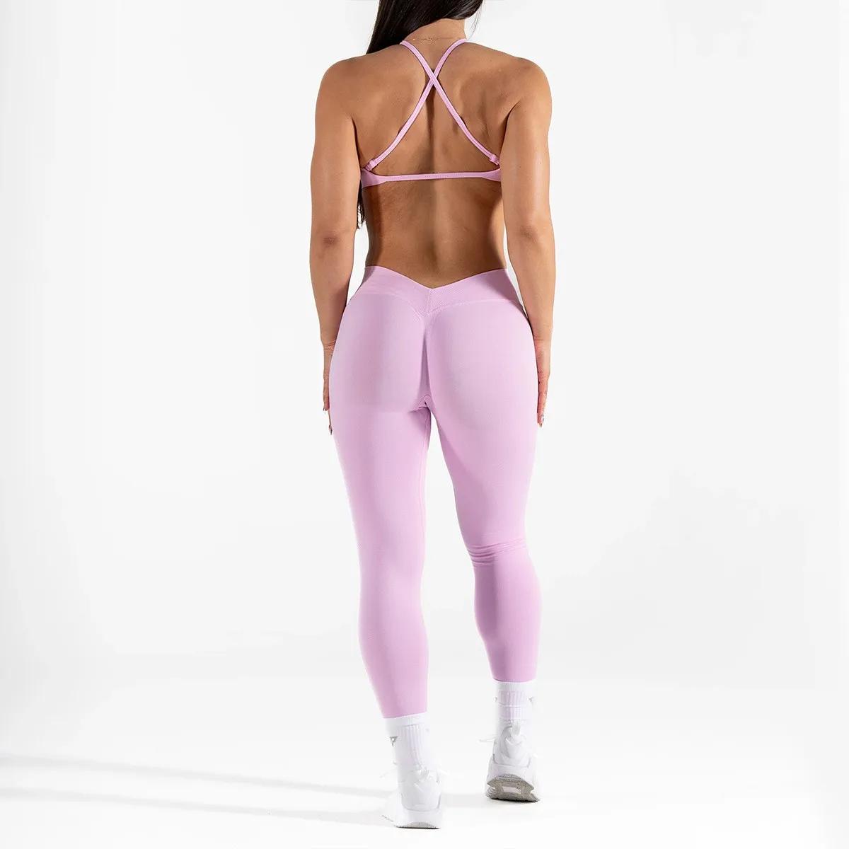 Legging de gymnastique taille haute sans couture pour femmes et débardeur rembourré, soutien-gorge d