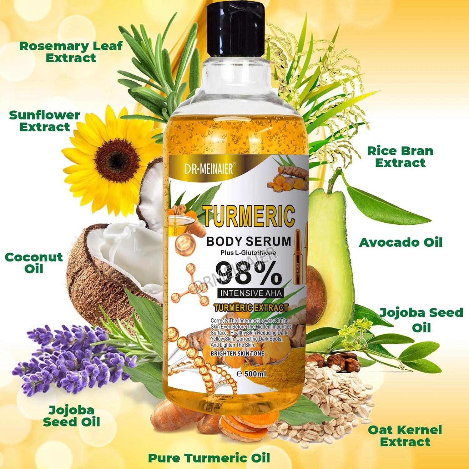 Sérum au curcuma Super 500ml pour le visage et le corps, sérum éclaircissant pour les taches foncées