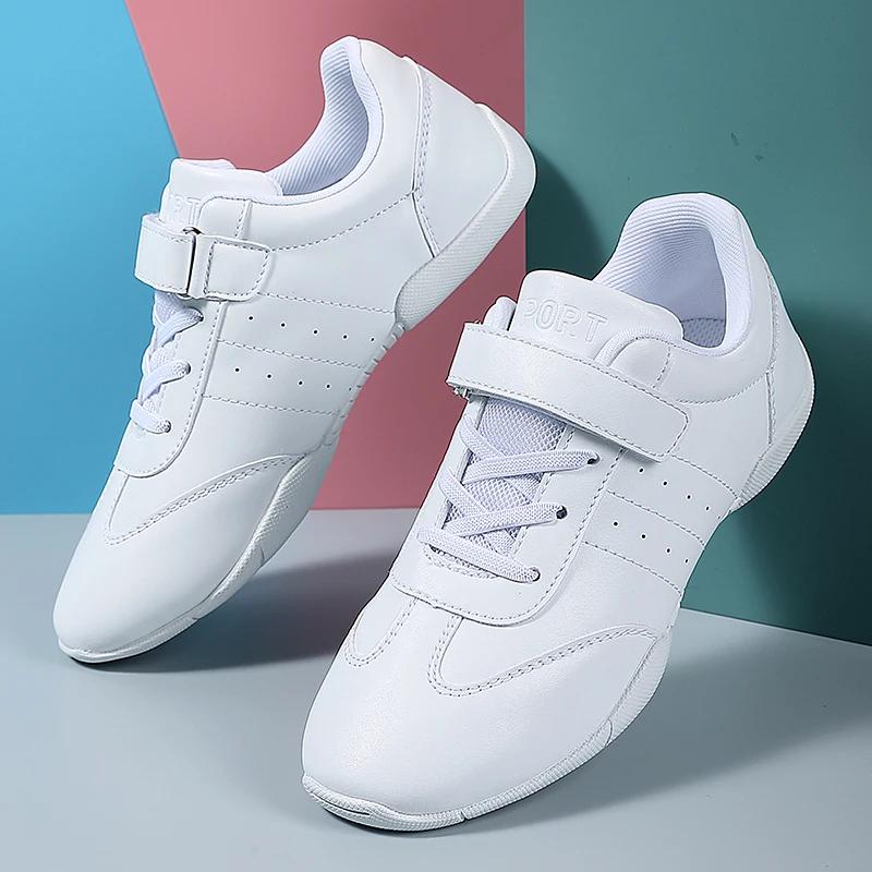 Chaussures de danse blanches pour cheerleading, pour tout-petits, jeunes filles, antidérapantes, bas