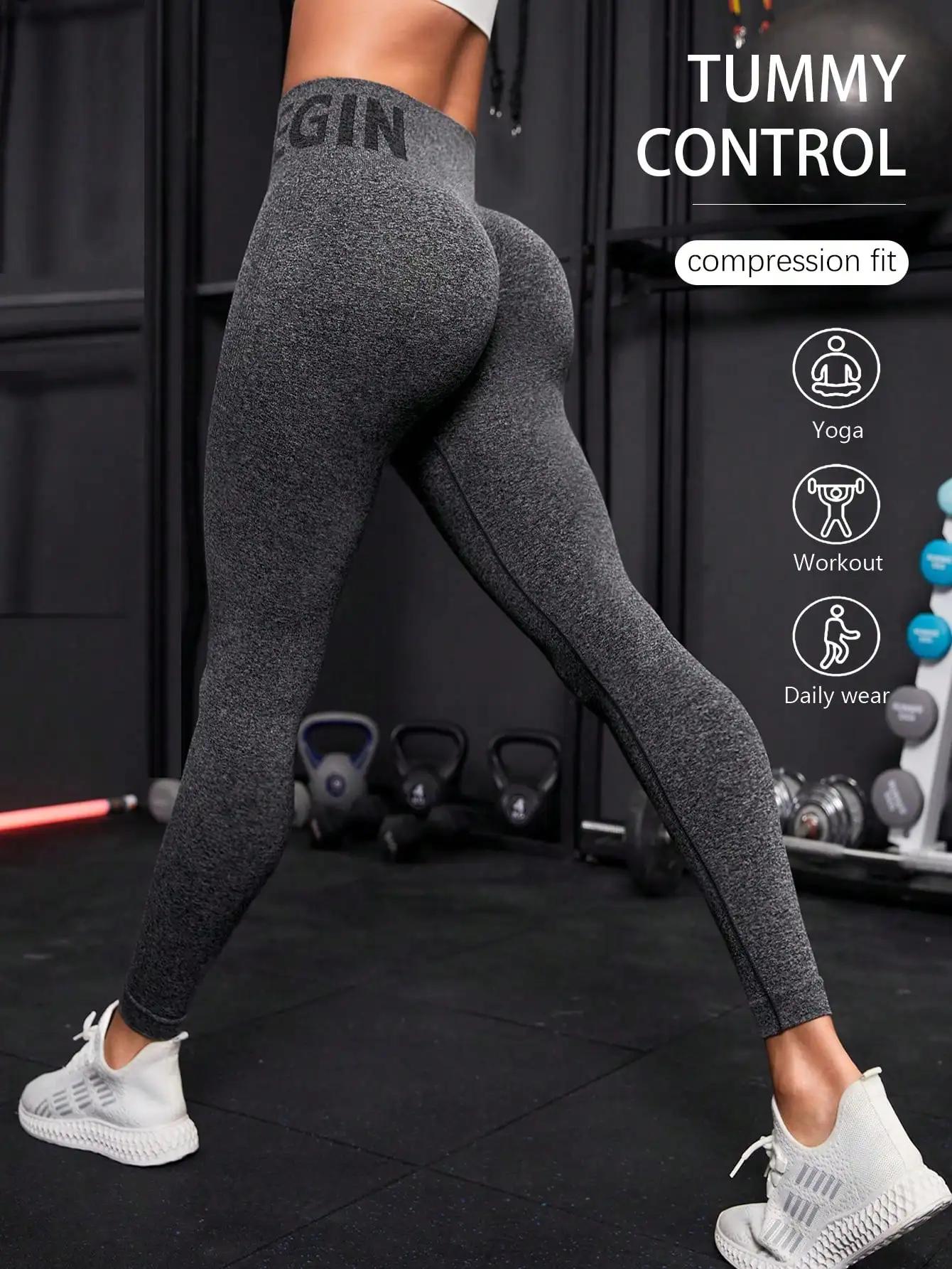 Pantalons de yoga pêche lettre sans couture, vêtements de yoga de levage des hanches, pantalons de s