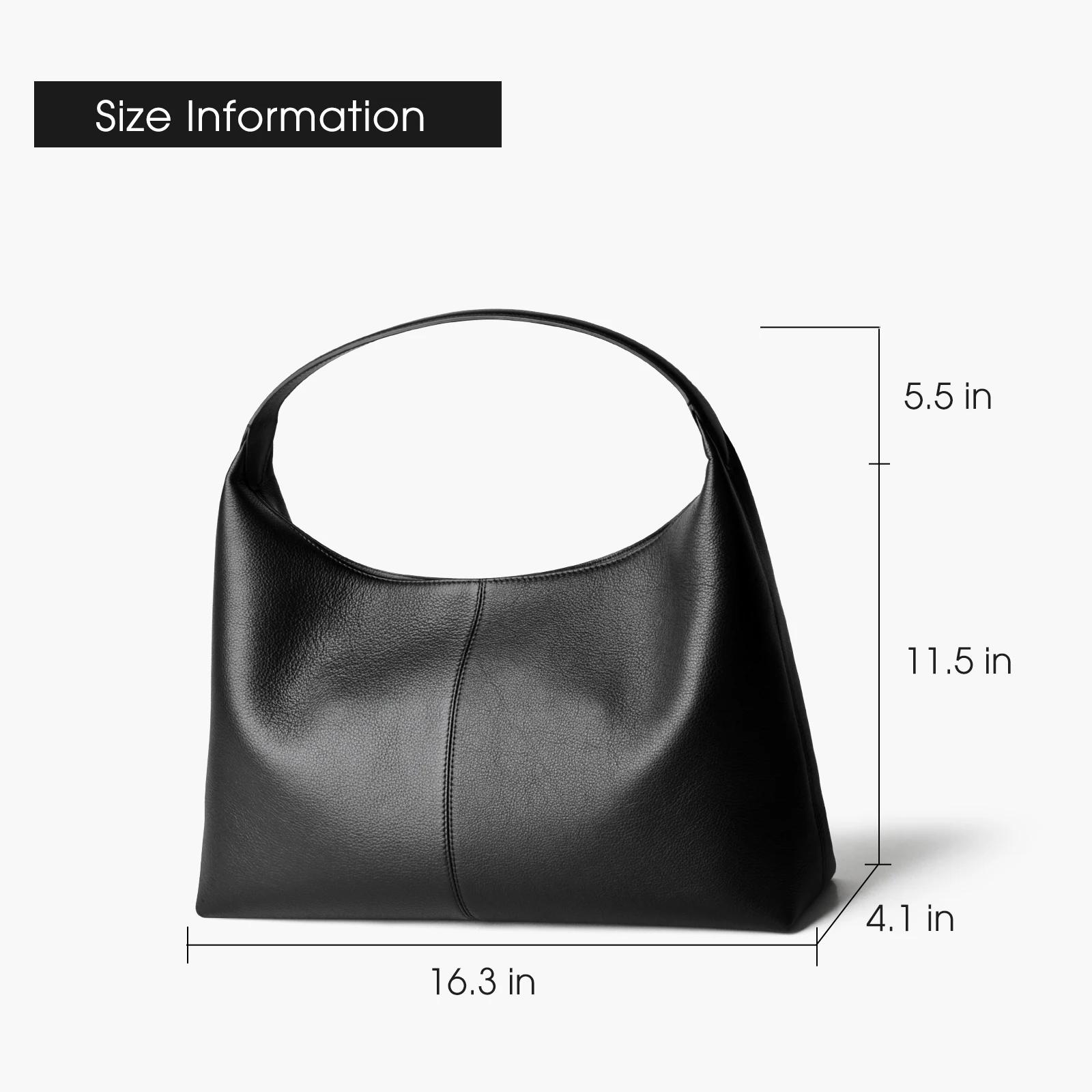 Sac hobo en cuir souple pour femme Donna-in, grande capacité, noir, sac à bandoulière décontracté
