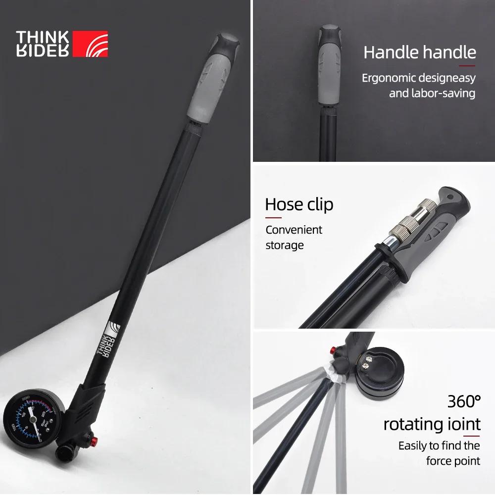 ThinkRider pompe à air de vélo Portable haute pression 300psi avec jauge pour fourche et Suspension 