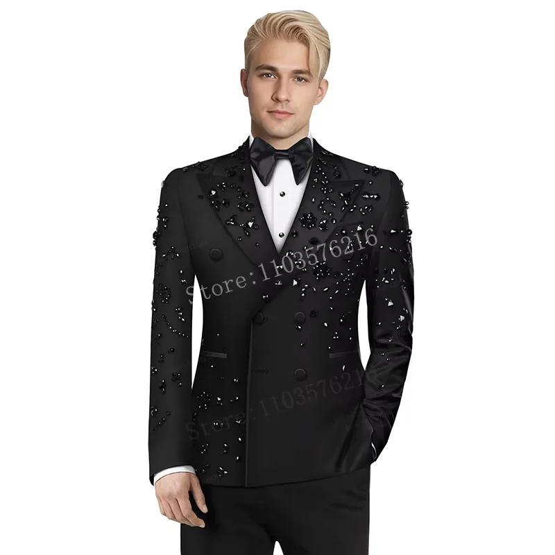 Costume 2 pièces personnalisé pour hommes, coupe cintrée, Double boutonnage, luxe, haute qualité, or