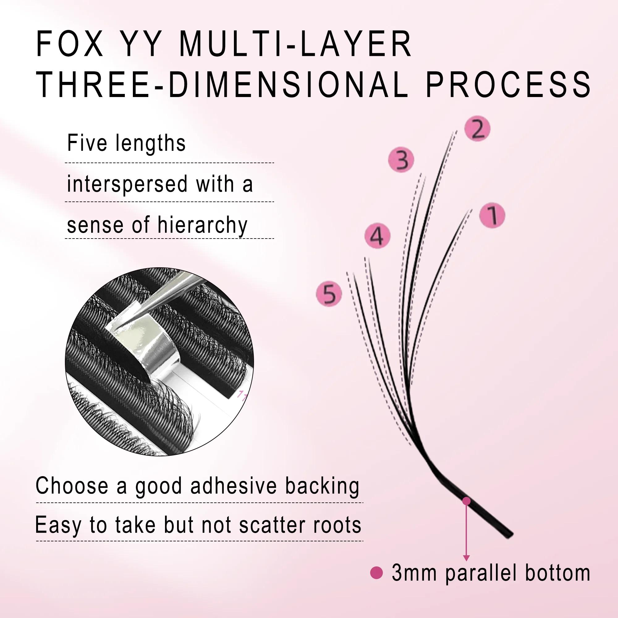 CoMango 5D fox YY shape eye lashes extension C/D curl professional black fox eye style lash high qua