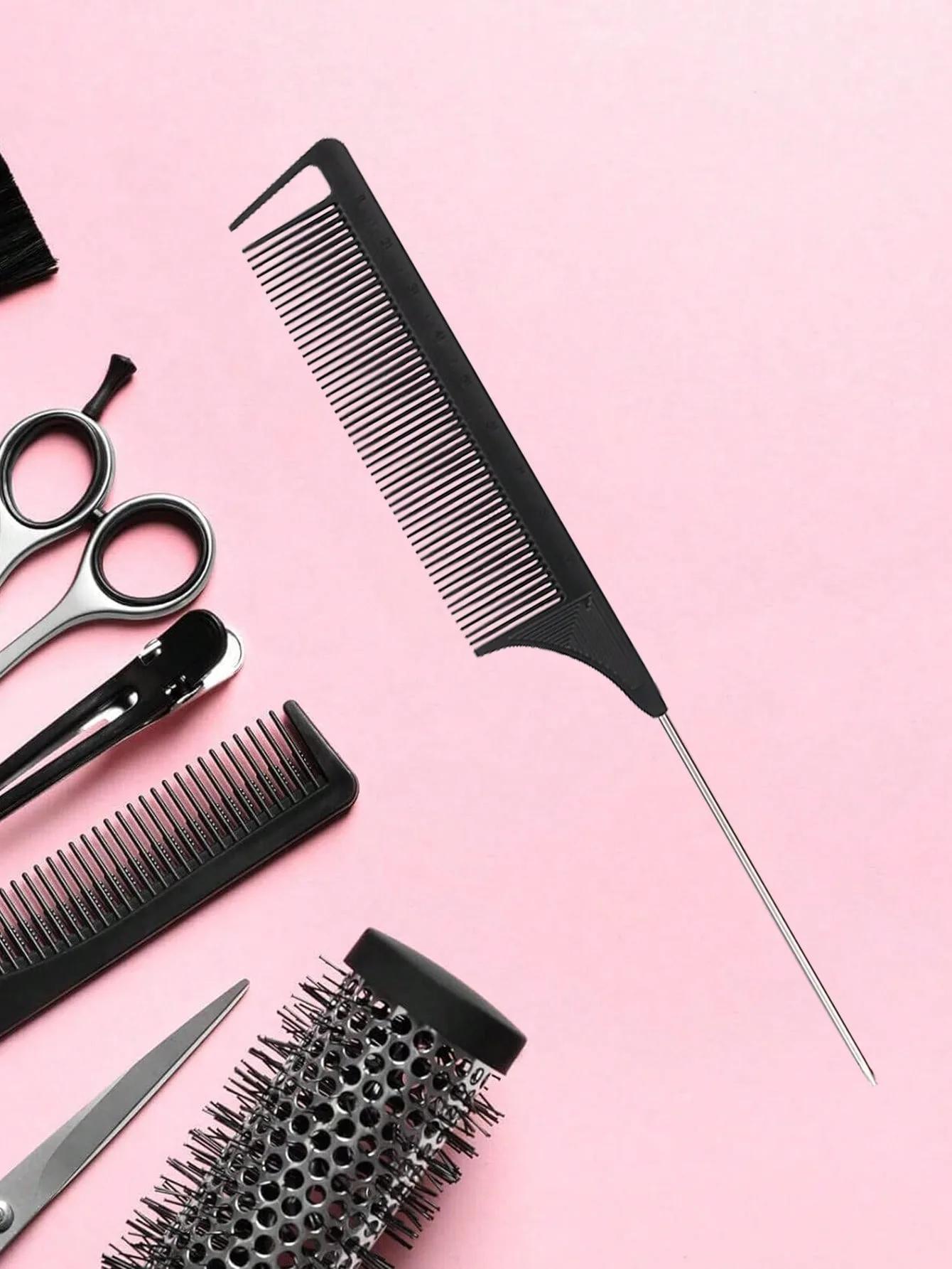 Peigne à cheveux professionnel à queue pointue en acier inoxydable, brosse à cheveux, outil de coiff