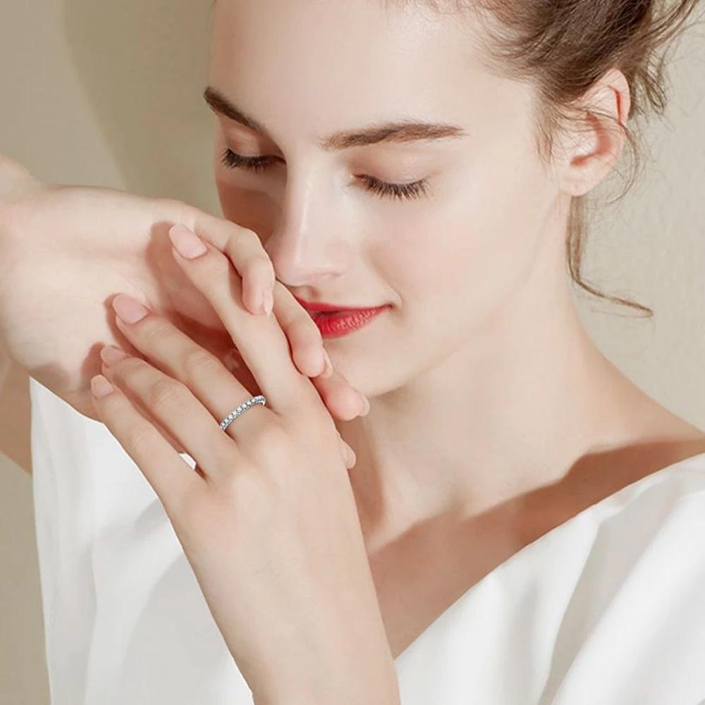 KNOBSPIN-Bague Moissanite en Argent Sterling 925 et Or Blanc Massif 18k, Alliance d'Éternité, Fiança