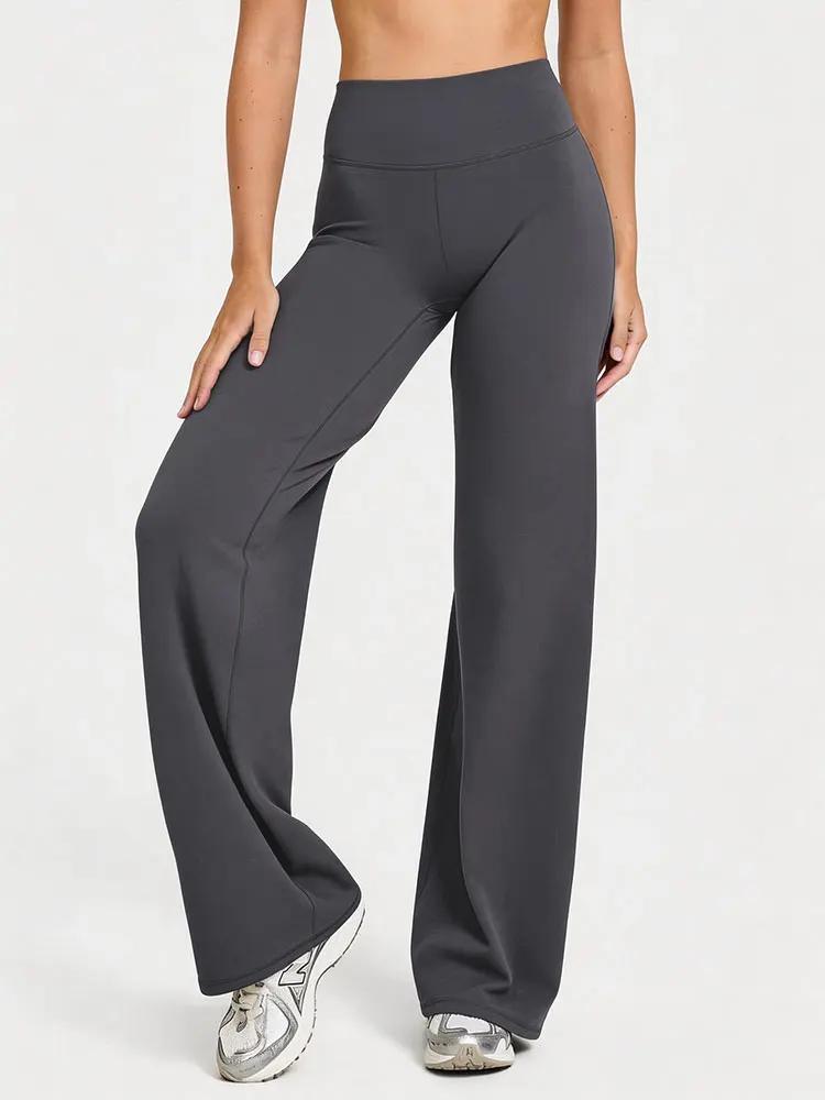Pantalon de yoga taille mi-haute à jambe droite, pantalon large doux, sensation seconde peau, leggin