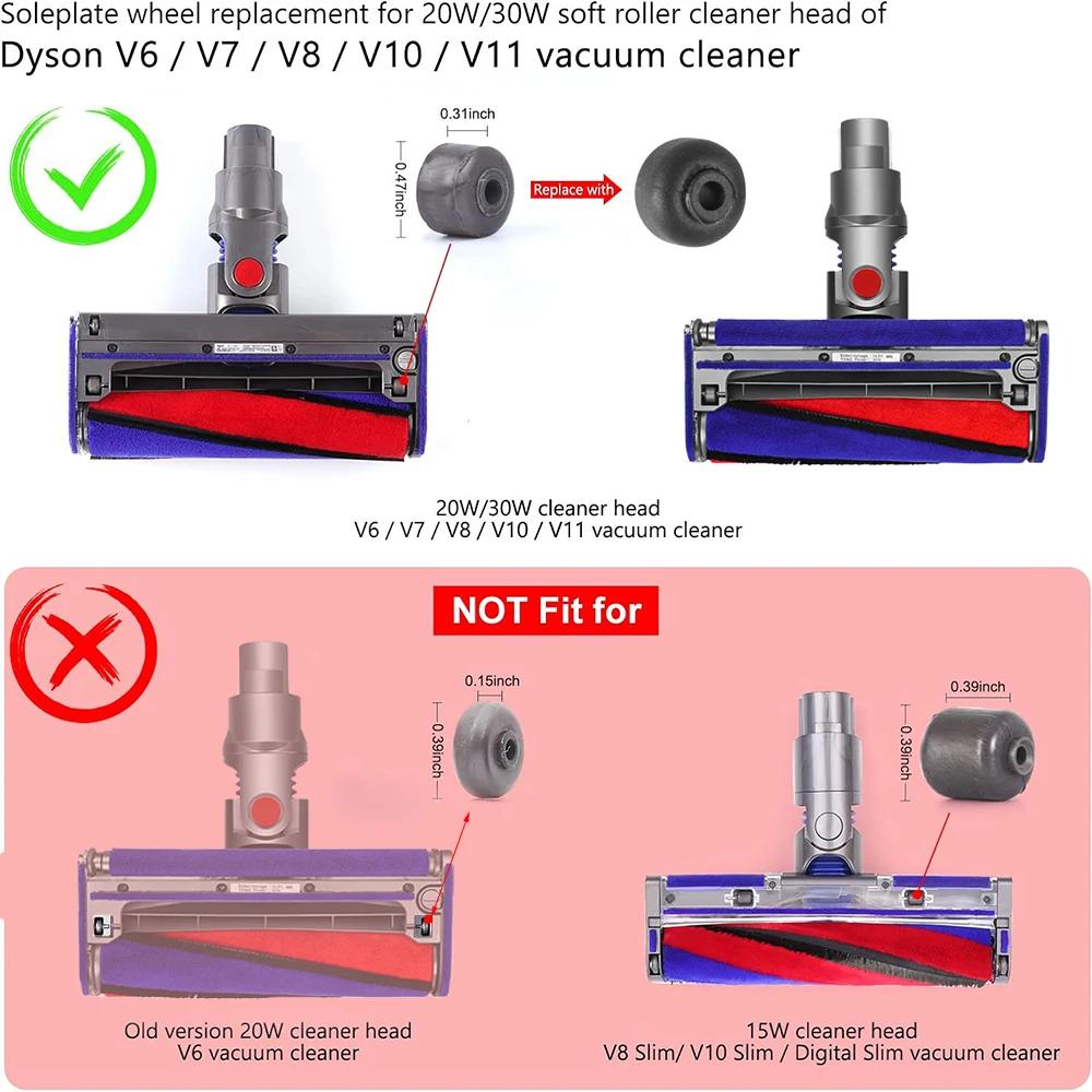 Bandes en peluche et roues de semelle pour Dyson V6, V7, V8, V10, V11, V15, tête de nettoyage à roul