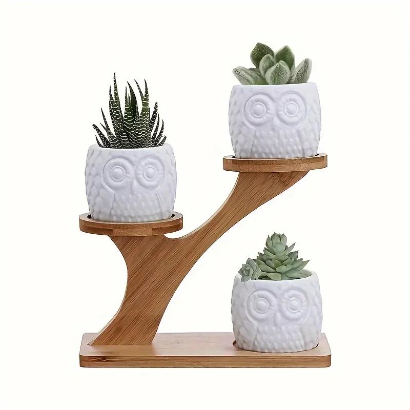 Support multifonctionnel pour plantes en bambou, décoration de maison/bureau/balcon, cadeau parfait 