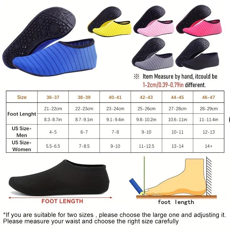 1 paire de chaussures d'eau pour femmes, chaussettes pieds nus, antidérapantes, à séchage rapide, po