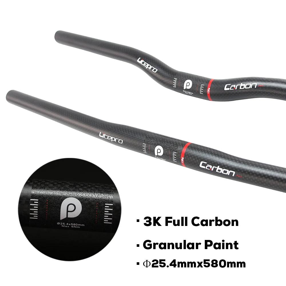 Litepro pliant/BMX 25.4mm 580mm guidon en carbone vtt guidon plat ou montée en Fiber de carbone ultr