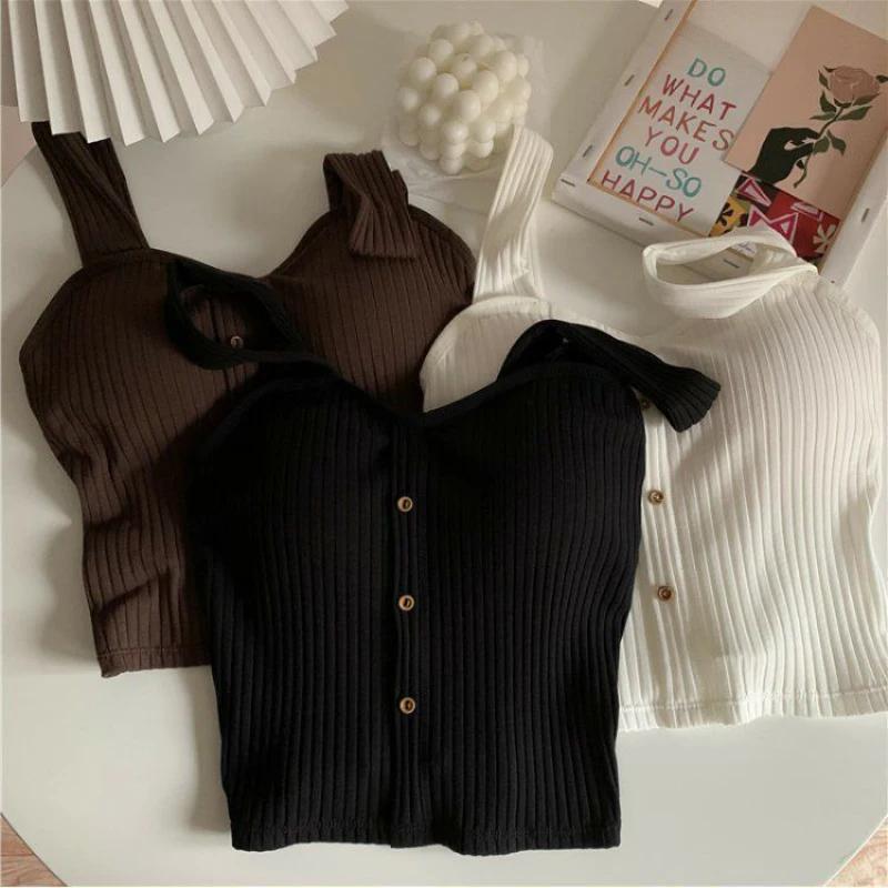 Hauts courts Y2K pour femmes, avec coussinets de soutien-gorge, Corset d'été, bretelles coréennes, g