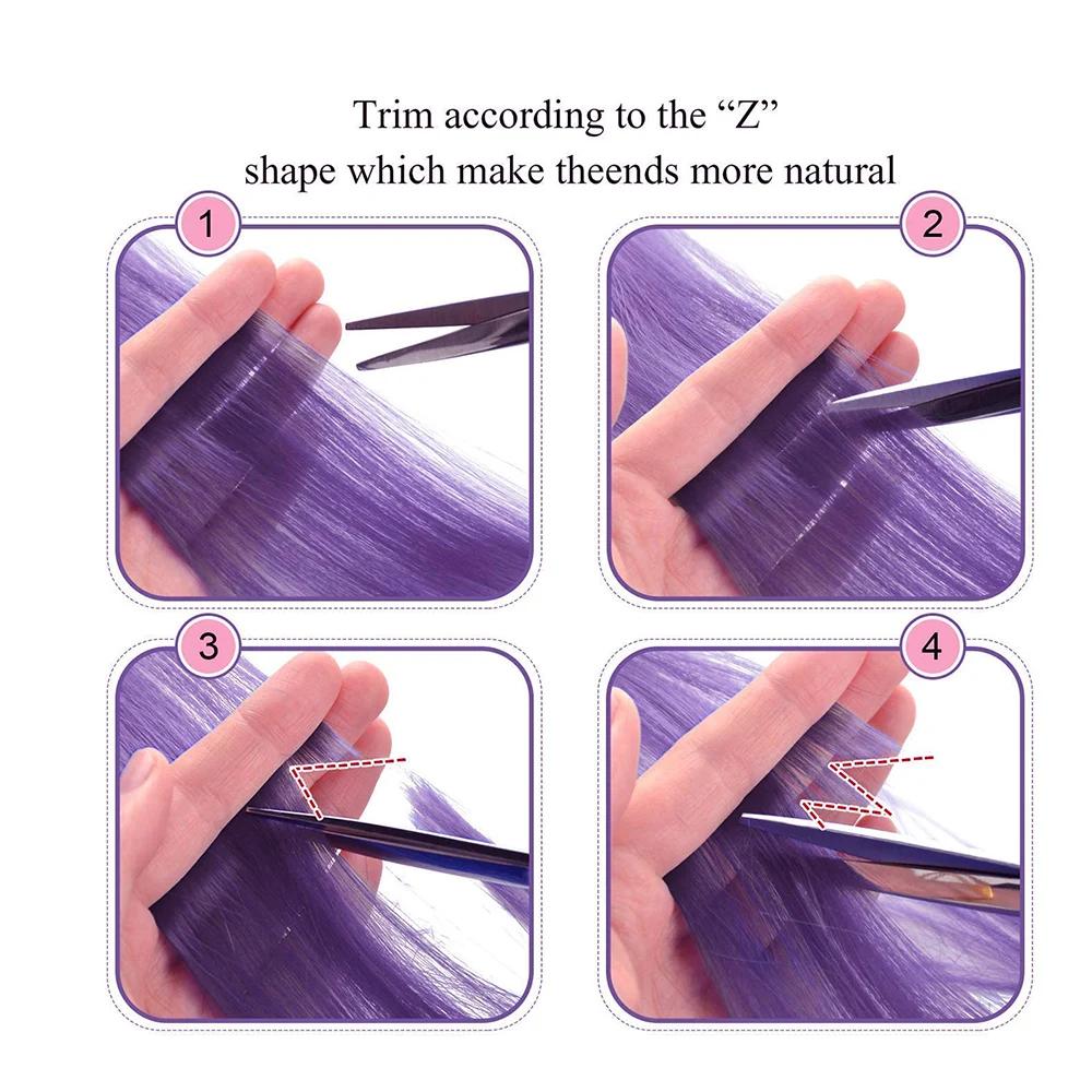 Extensions capillaires synthétiques à clips, 6 pièces/paquet, reflets colorés pour filles, 22 pouces