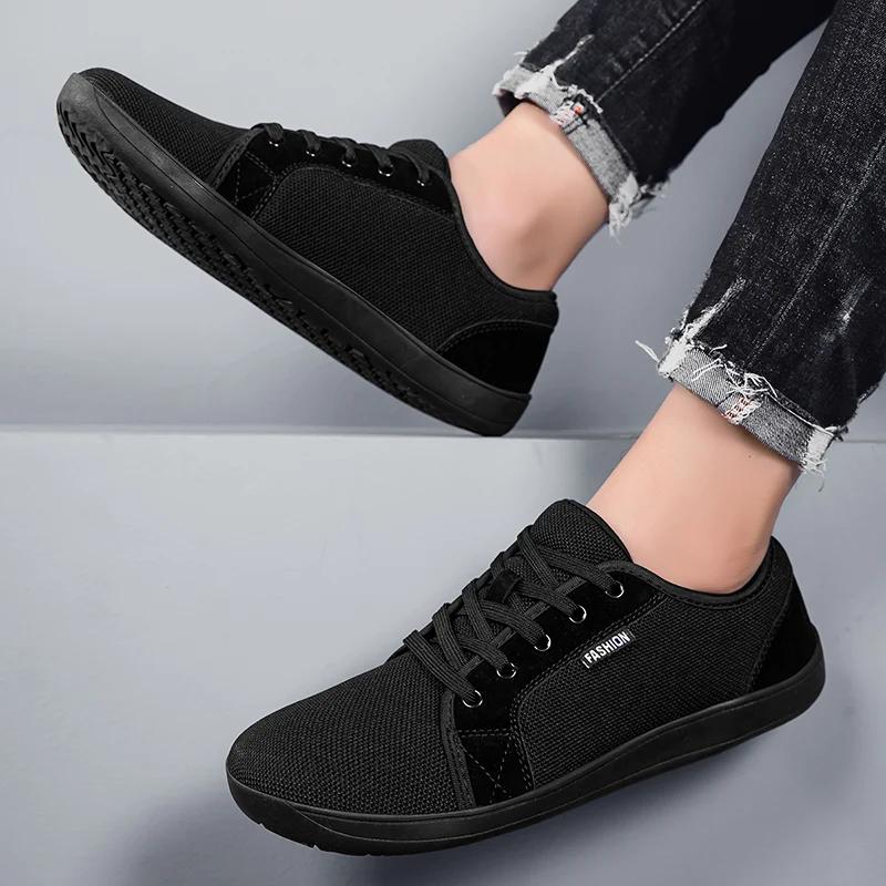 Baskets pieds nus blanches à la mode pour hommes et femmes, chaussures de marche à bout large, maill