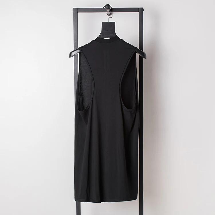 Dark RICK RO Style coton haute rue hommes couleur unie petit col épaules dénudées grand en forme de 
