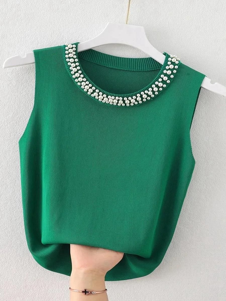 Corée tricoté gilets femmes haut solide réservoir Blusas Mujer De Moda été nouvelle mode femme sans 