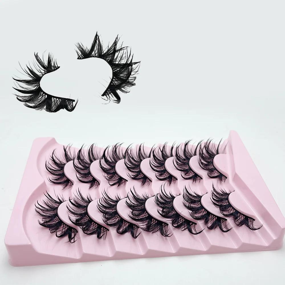 7 paires de faux cils humides cils de chat fée moelleux cils d'oeil de chat 3D, faux cils, cils natu