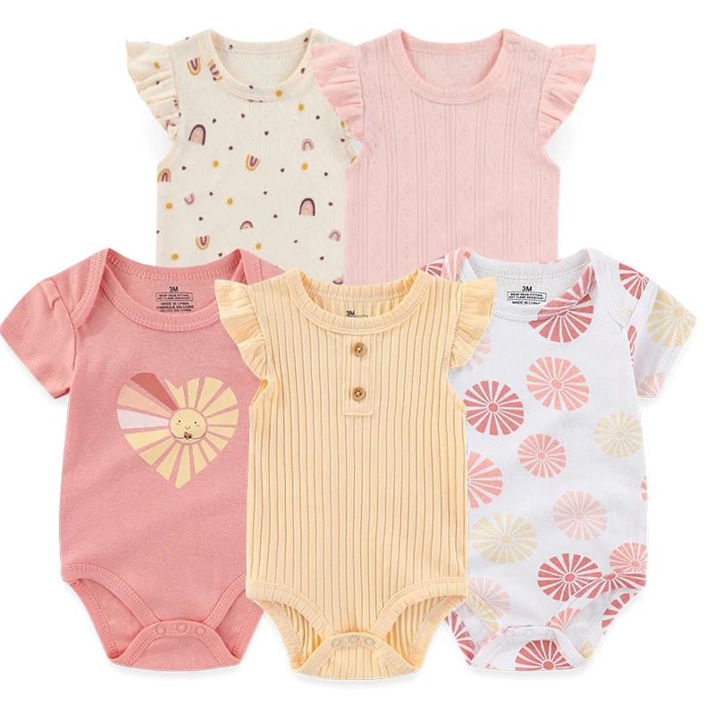 Lot de 5 bodys mignons de dessin animé pour bébés garçons et filles de 0 à 12 mois, combinaisons uni