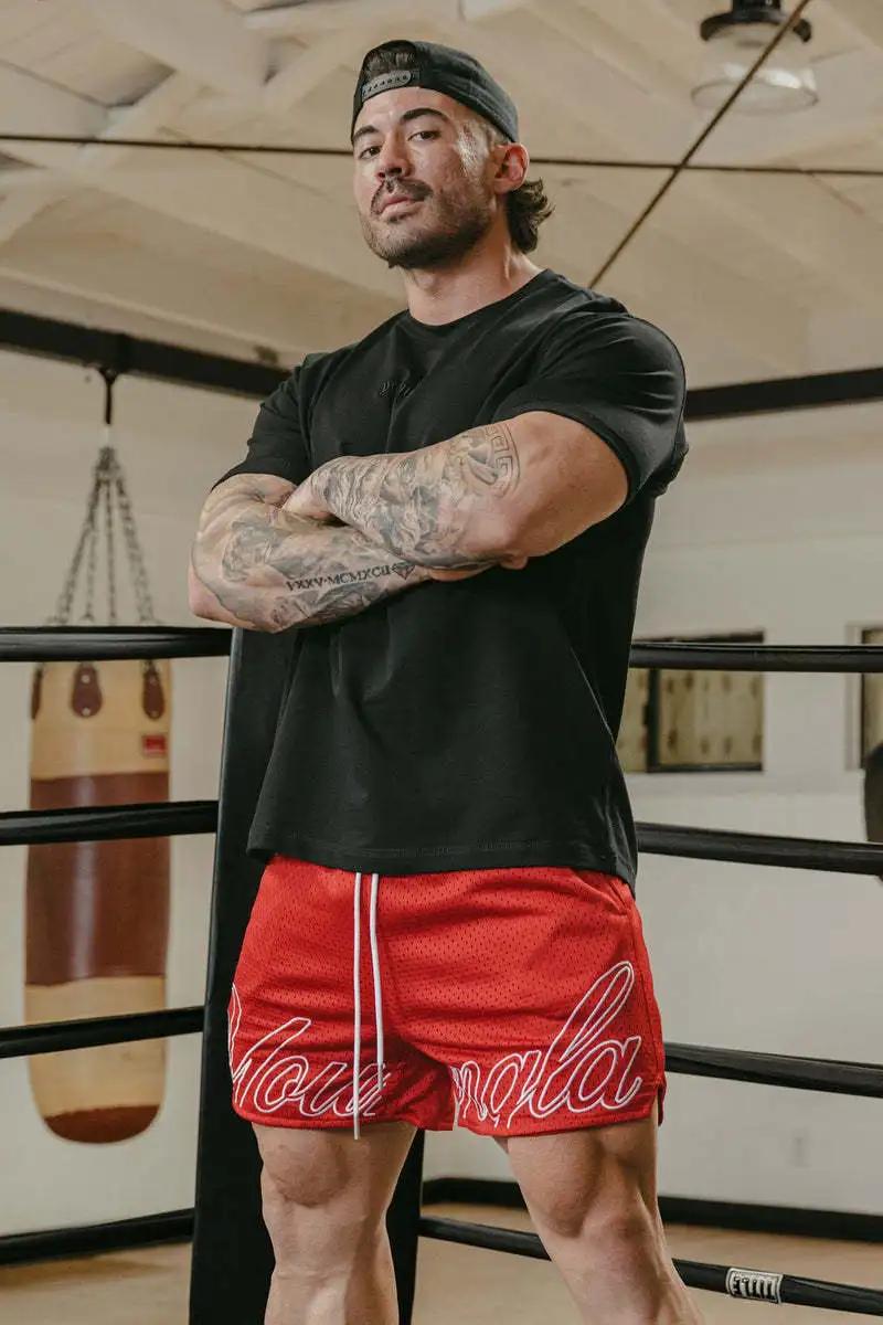 2025 Shorts de sport en maille pour hommes, séchage rapide, Hipster, boxe, jambes, trou d'entraîneme