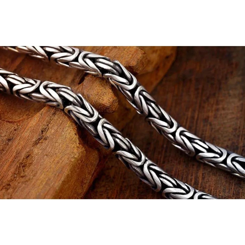 Collier Noble en argent Sterling rétro pour hommes et femmes, classique, 8MM, rchain dragon, 60cm, b