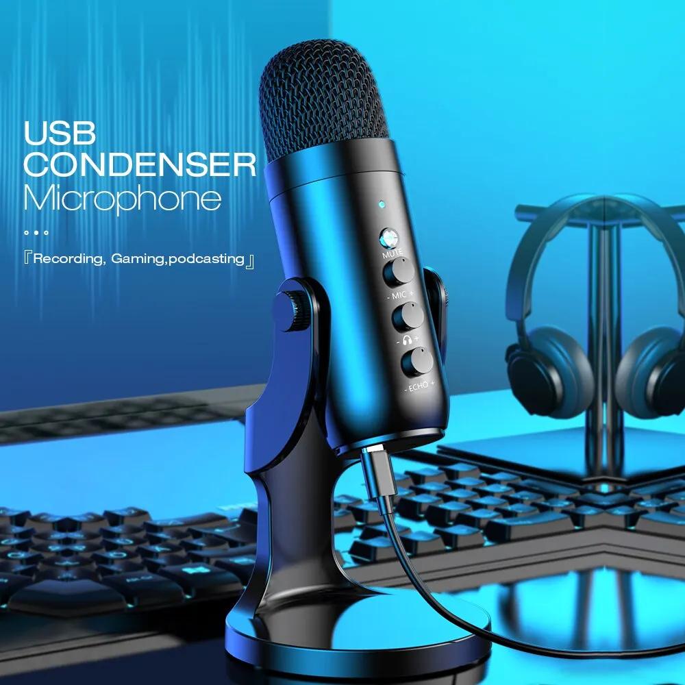 Haomuren Microphone USB pour PC Mac enregistrement de jeu flux Podcast, micro à condensateur d'ordin