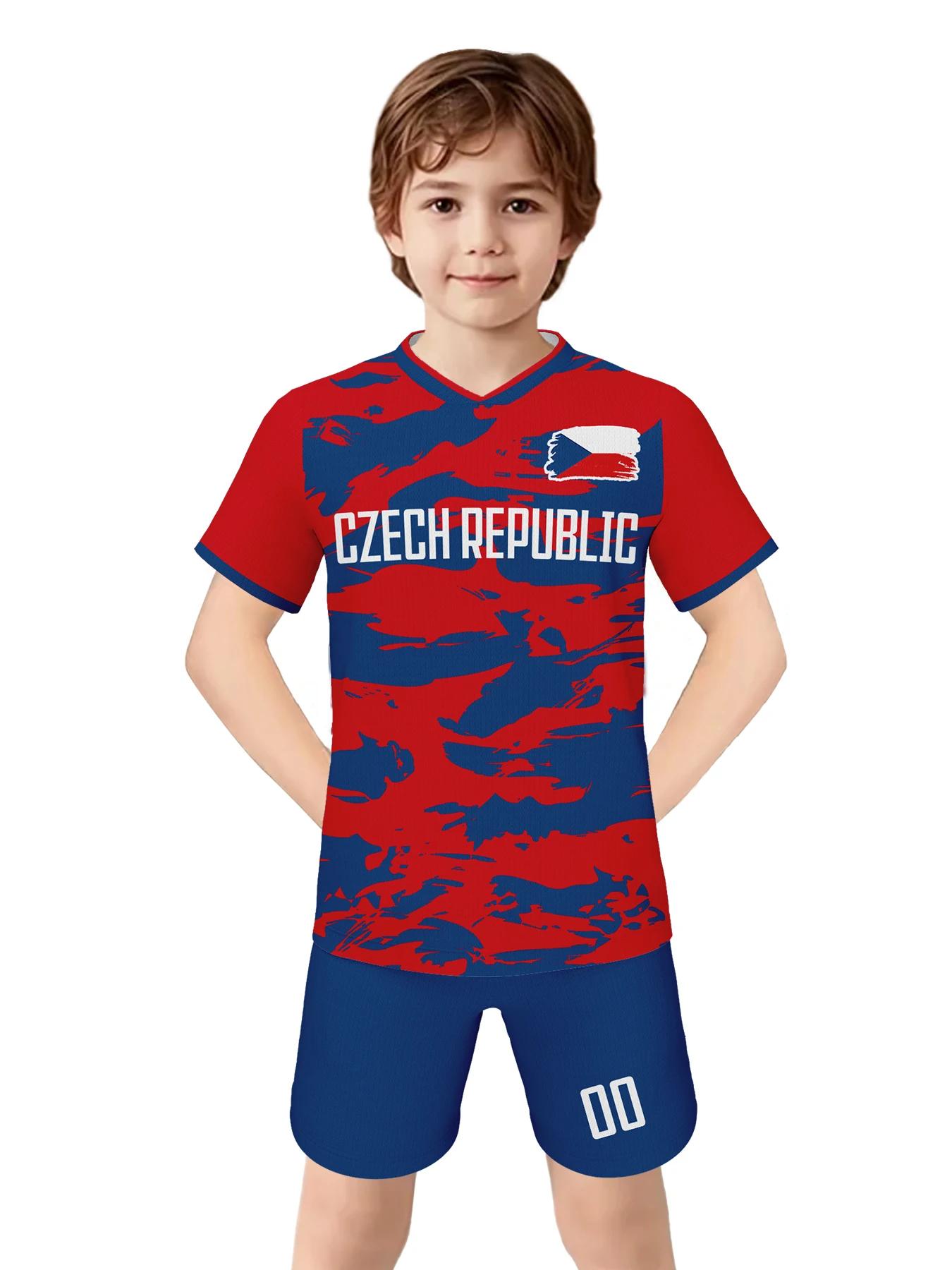 Kit de maillot de football personnalisé pour enfants de la République tchèque, uniforme d'équipe de 