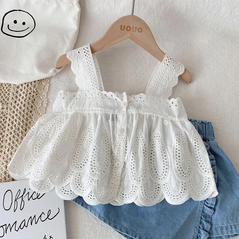 MILANCEL-Ensemble de vêtements d'été pour enfants, 2 pièces, haut amissié + short en jean, style fin