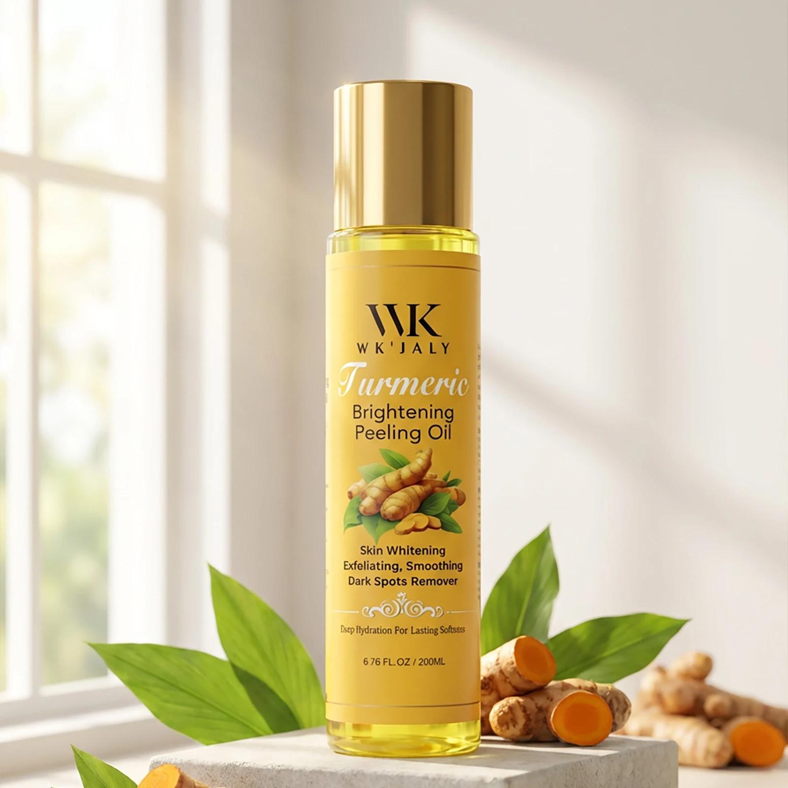 WK JALY Huile exfoliante jaune pour tous les tons de peau, au curcuma naturel, éclaircissante, améli