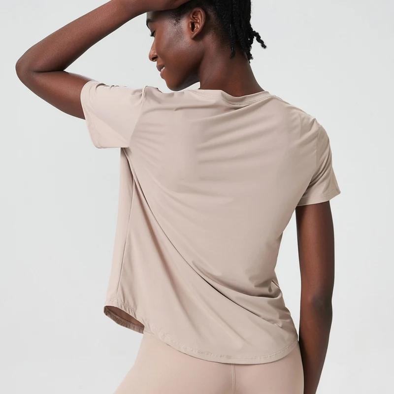 T-shirt de yoga à manches courtes pour femme, haut de fitness léger, respirant, séchage rapide, chem