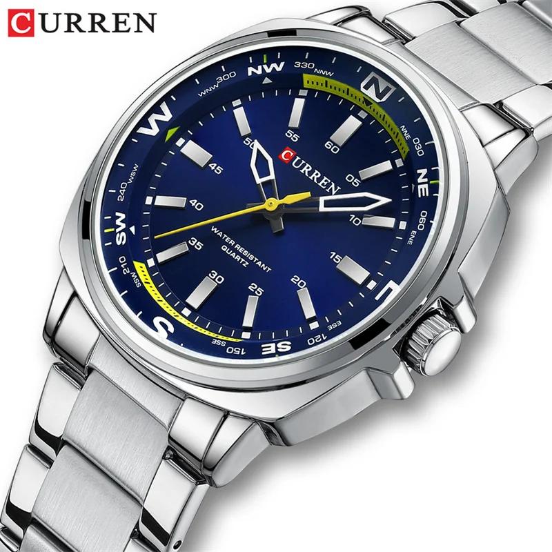 CURREN 8455 montre à Quartz de mode pour hommes affaires bracelet en acier inoxydable veilleuse étan