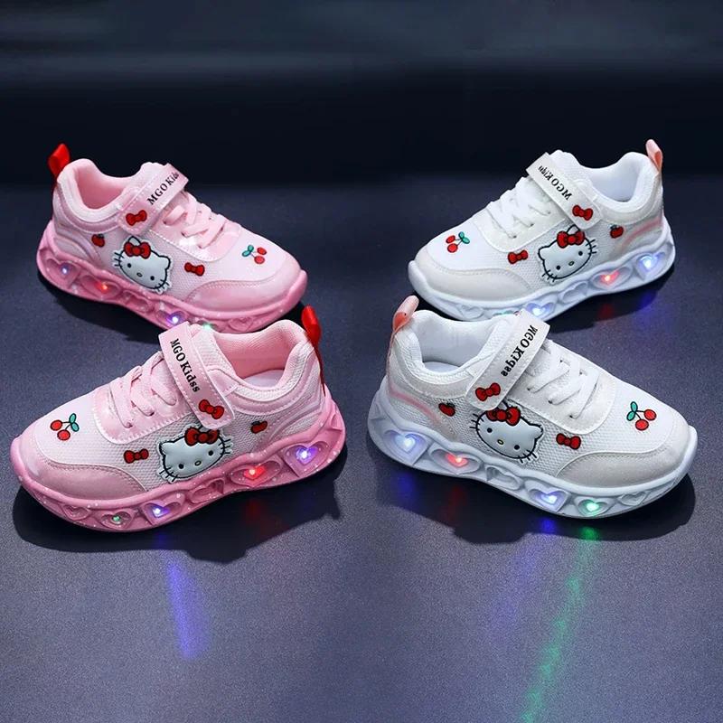Sanrio Hello Kitty – chaussures décontractées pour enfants, chaussures à lumière Led pour filles, en