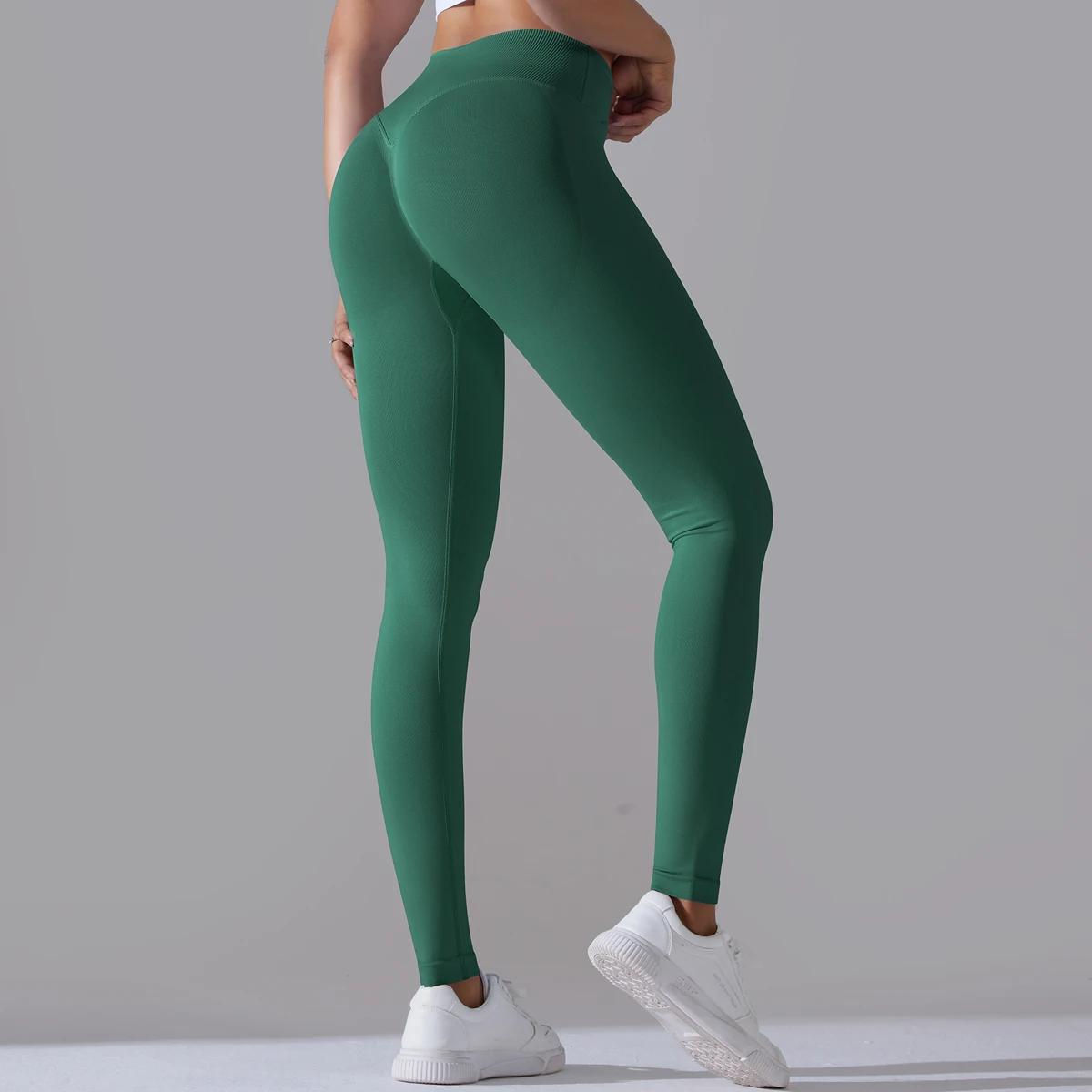 Taille croisée femmes Yoga Leggings hanches levage Gym Leggings sans couture Sport pantalon taille h