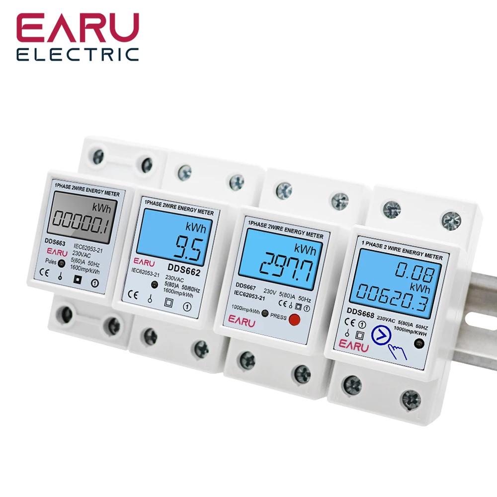 Compteur d'énergie numérique LCD monophasé, réinitialisation de la tension zéro kWh, compteur de con