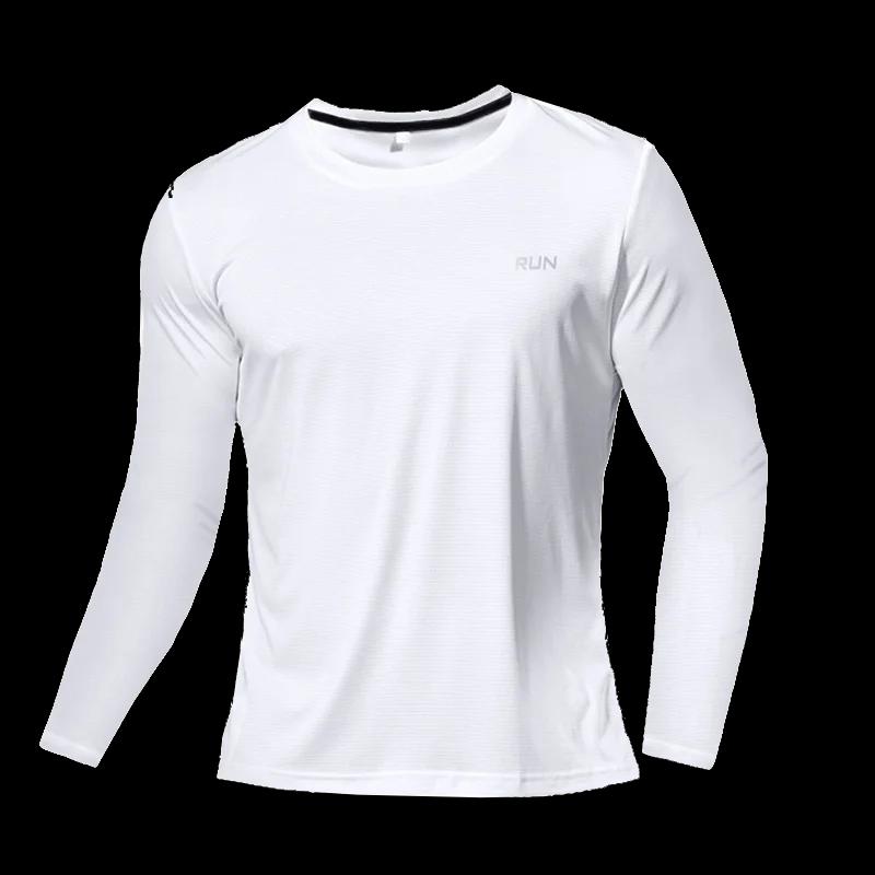 T-Shirt à manches longues pour hommes, séchage rapide, course à pied, évacuation de l'humidité, col 