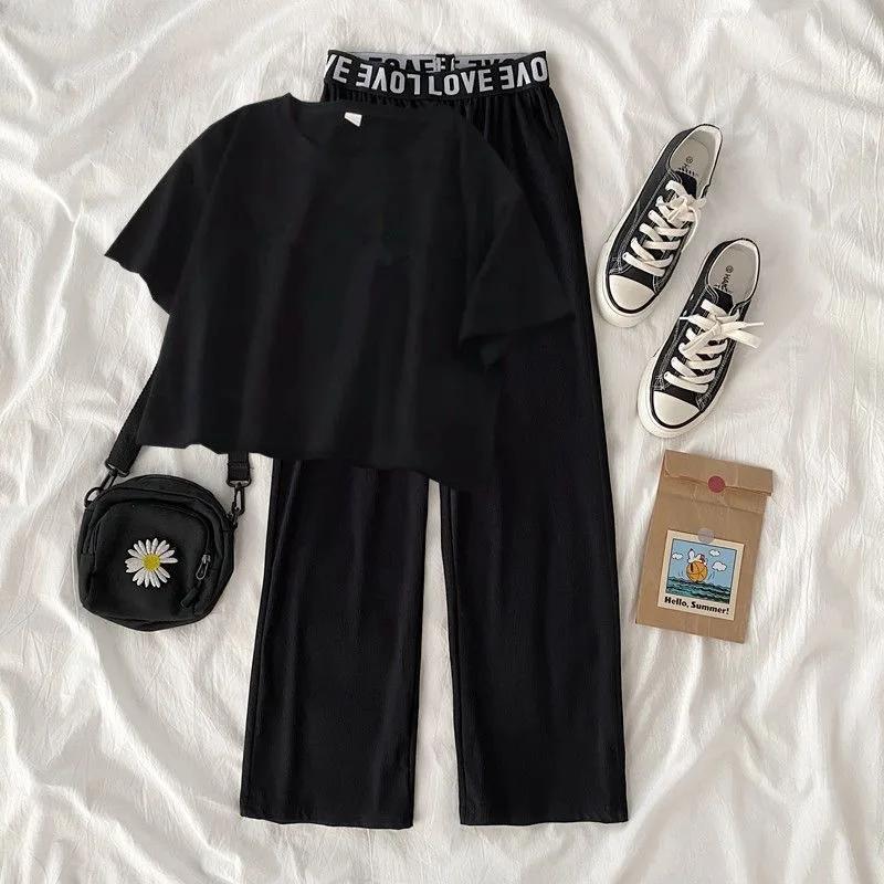 Ensemble de vêtements d'été pour filles de 5 à 14 ans, hauts et pantalons à la mode, ours de dessin 