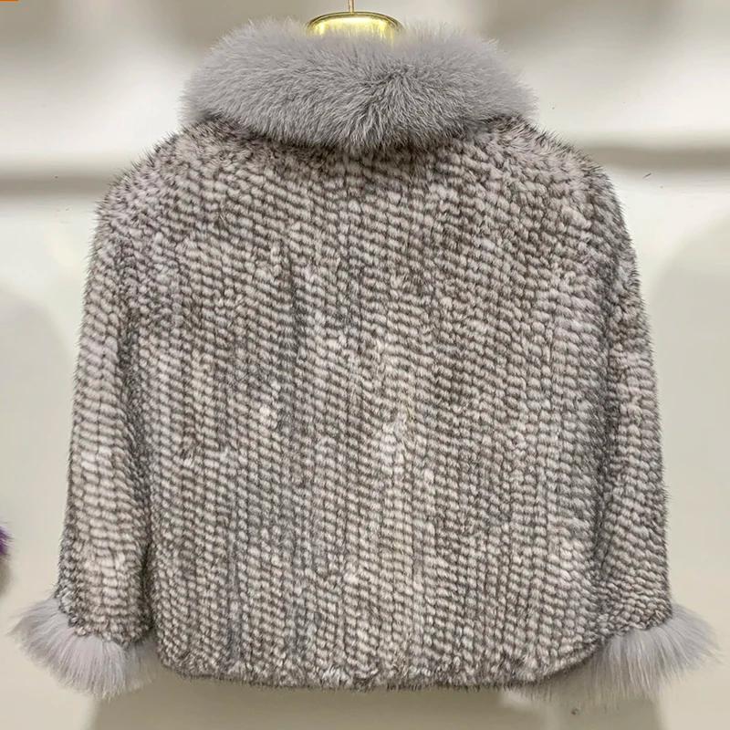 Nouveau Poncho en vraie fourrure de vison tricoté 100% naturel véritable fourrure de vison châle nat