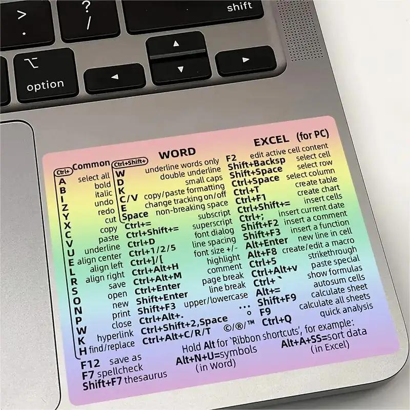 Autocollants de raccourci de clavier, Guide de référence rapide Windows + Word/Excel, autocollants d