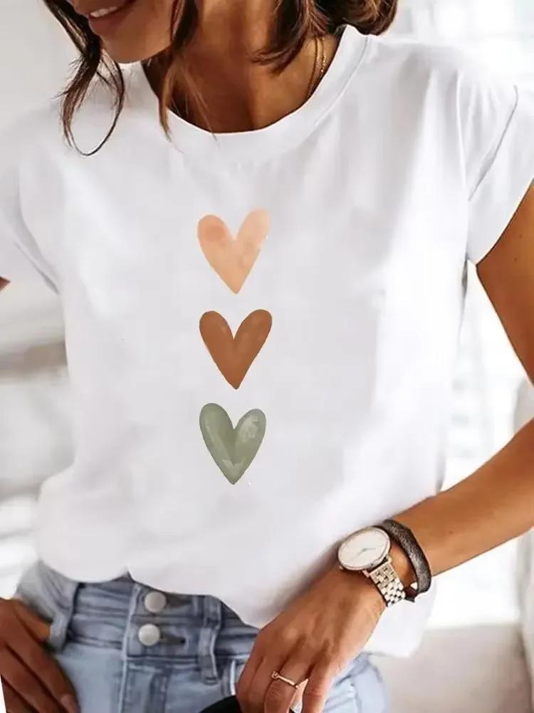 T-shirt mignon à col rond pour femmes, avec motif Harajuku amusant, manches courtes, haut confortabl
