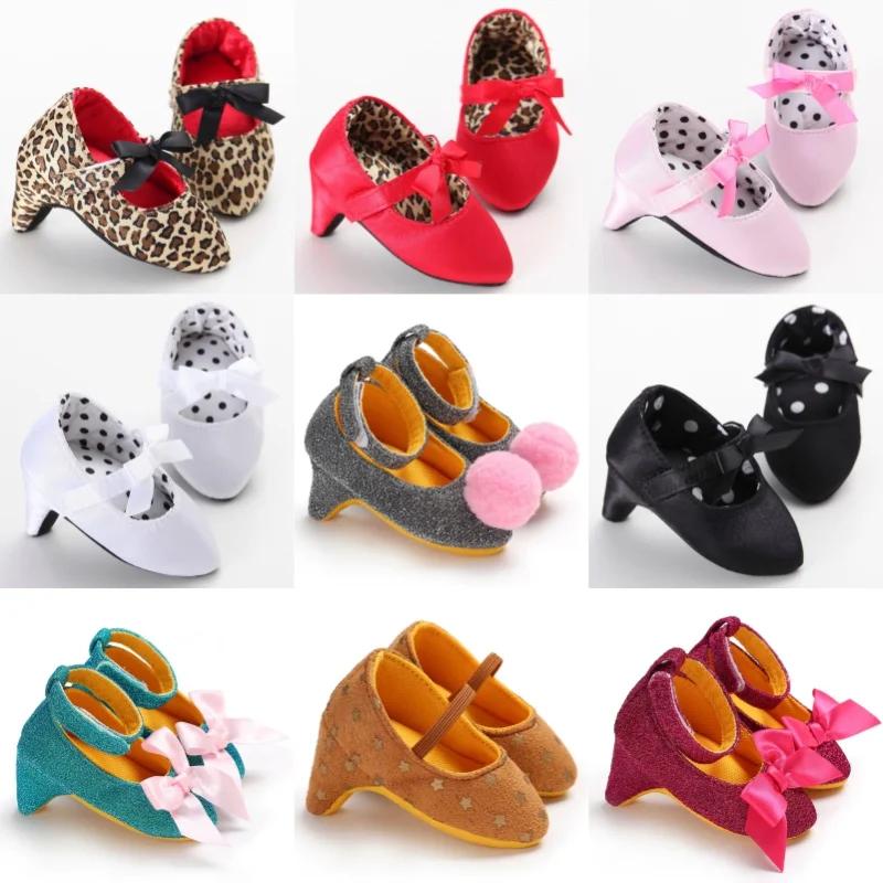 Printemps et automne fille bébé anti-dérapant chaussures pour enfants fille bébé beau nœud talons ha