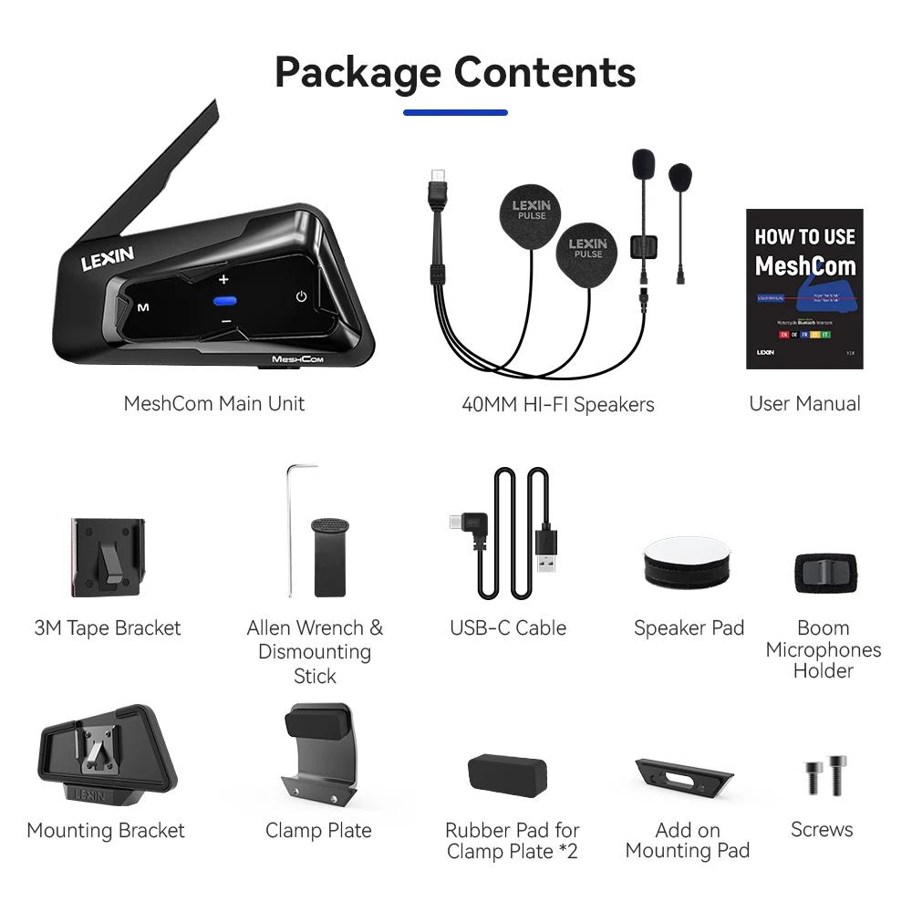 LEXIN-MeshCom-Oreillette Bluetooth Mesh pour moto, système de communication maillée, interphone audi