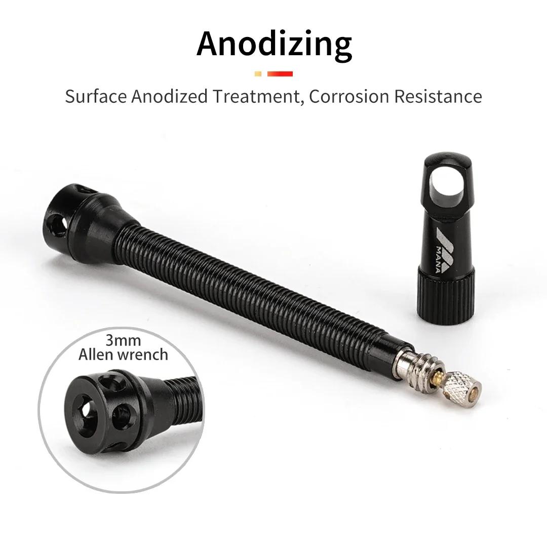 MANA 1 paire de Valve Presta de vélo 40/53/63/78/100mm 7075 en alliage d'aluminium pour route sans c