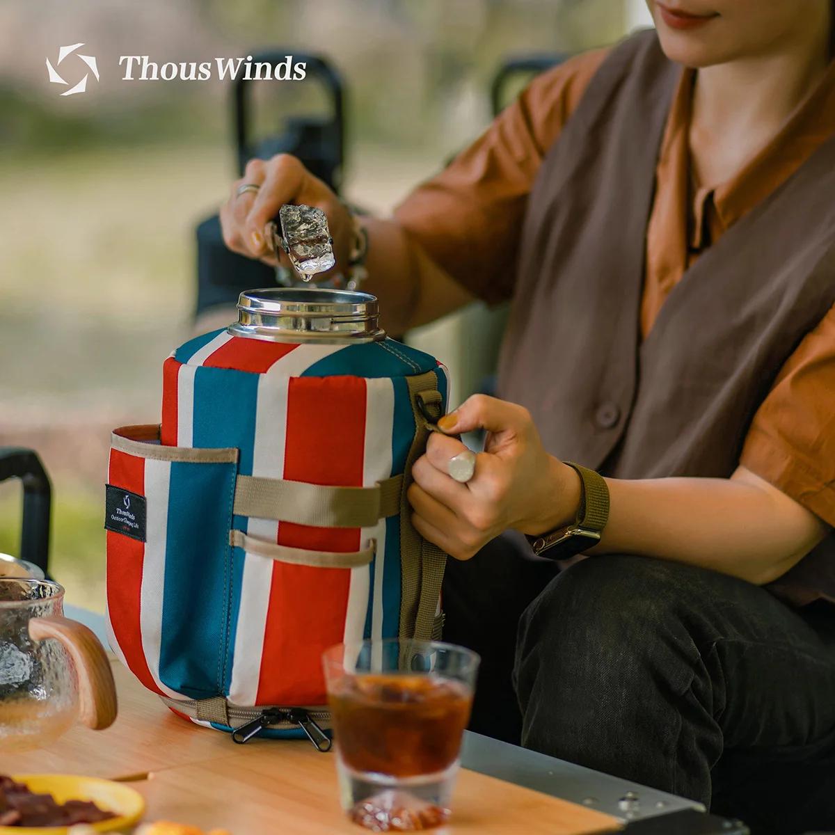 Thous Winds-Bouilloire de camping en acier inoxydable, carafe thermos extérieure, ustensiles de piqu