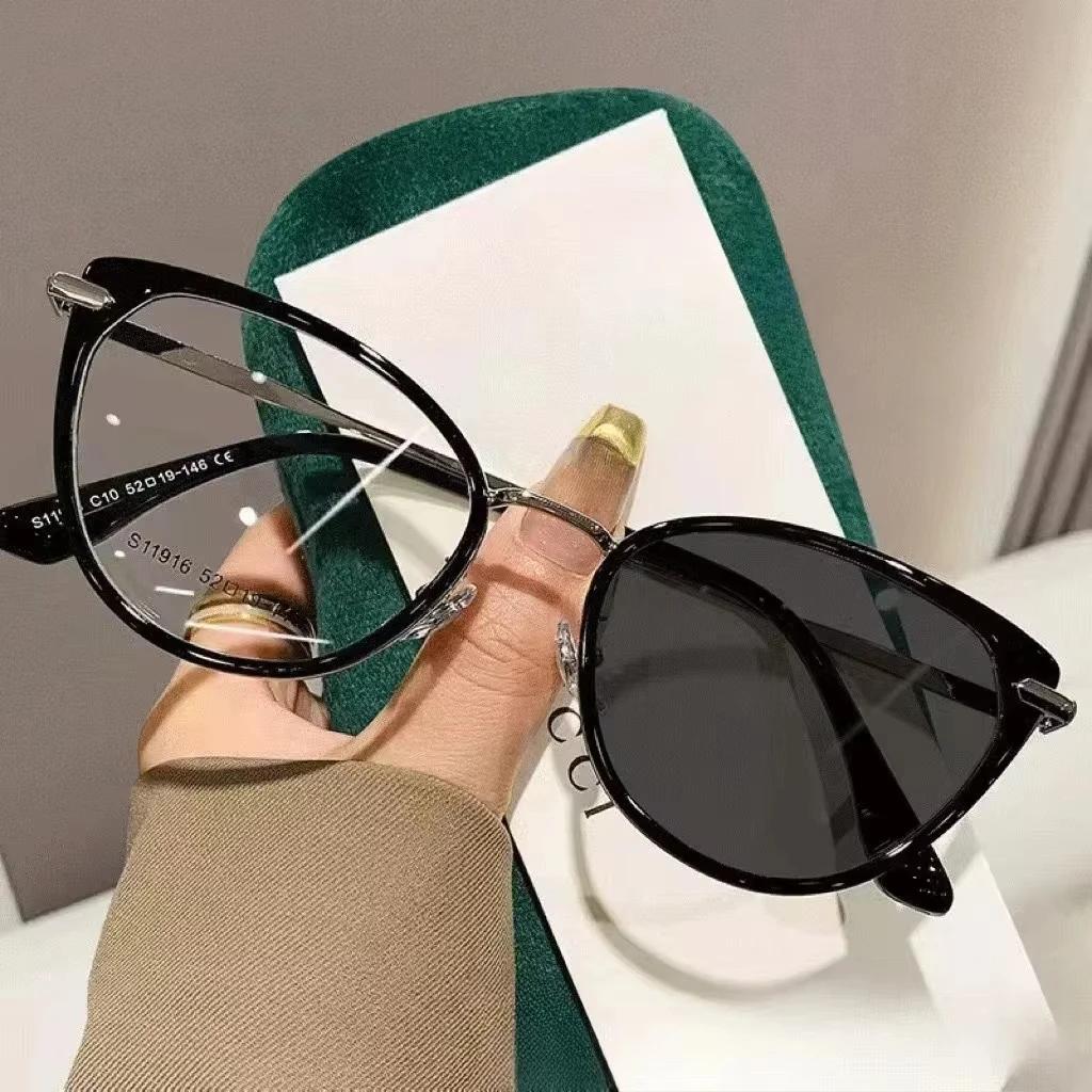 Lunettes de myopie photochromiques pour femmes, œil de chat, lunettes de soleil de vision de près, p
