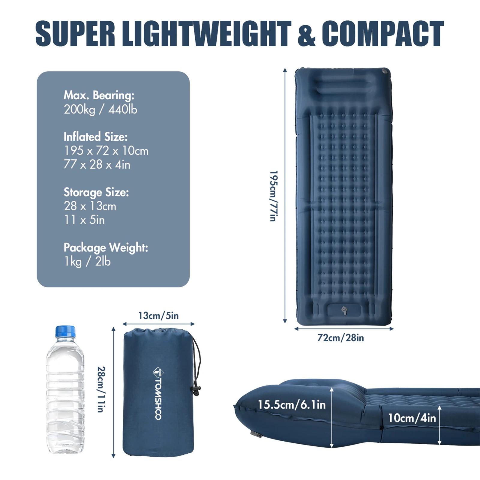 Tomshoo – matelas de couchage gonflable Extra épais de 4 pouces, matelas pneumatique auto-gonflant a