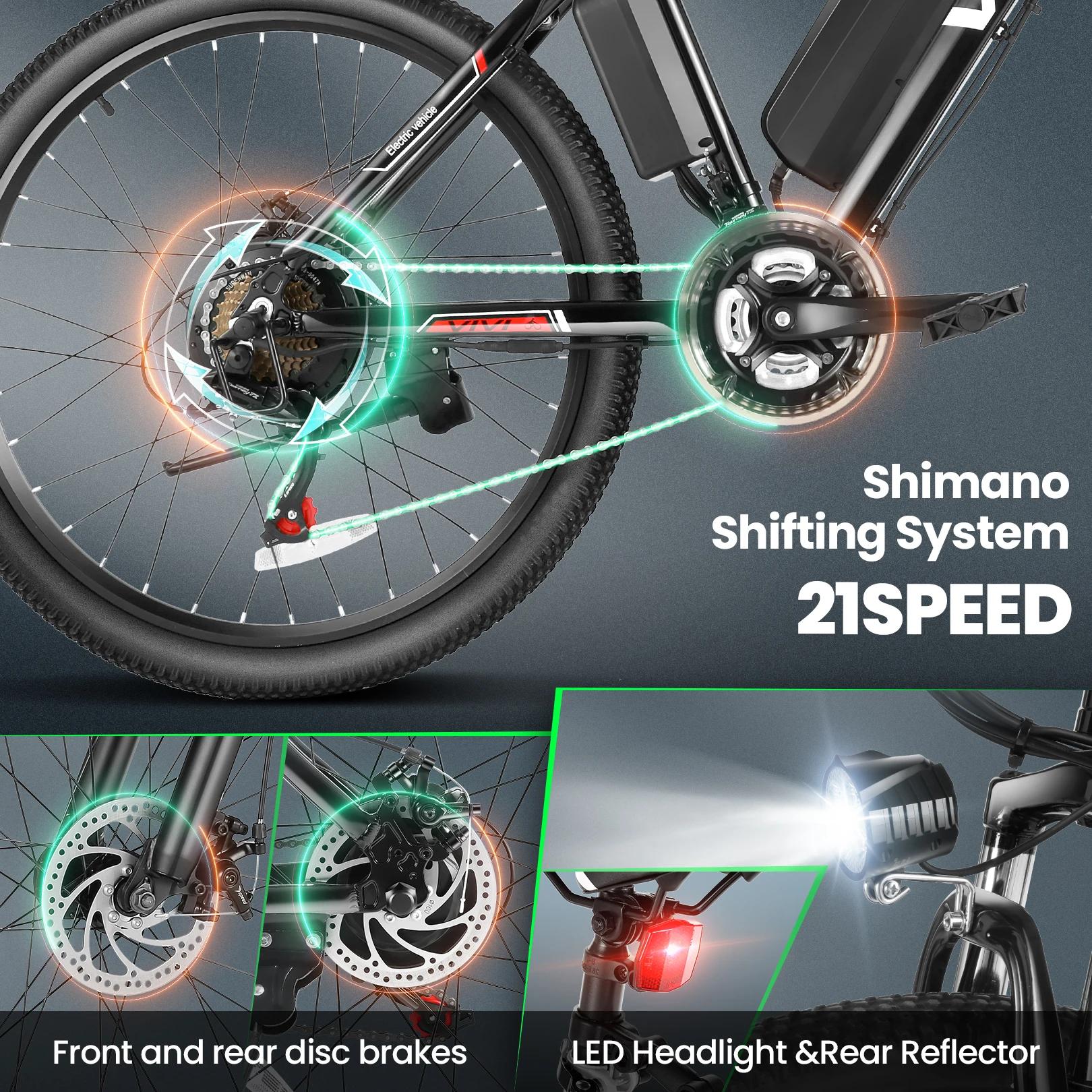 VTT Électrique de 26 Pouces avec 500W, Batterie Perfecto de 48V, 20MPH, Jusqu'à 50 Miles, Régulateur