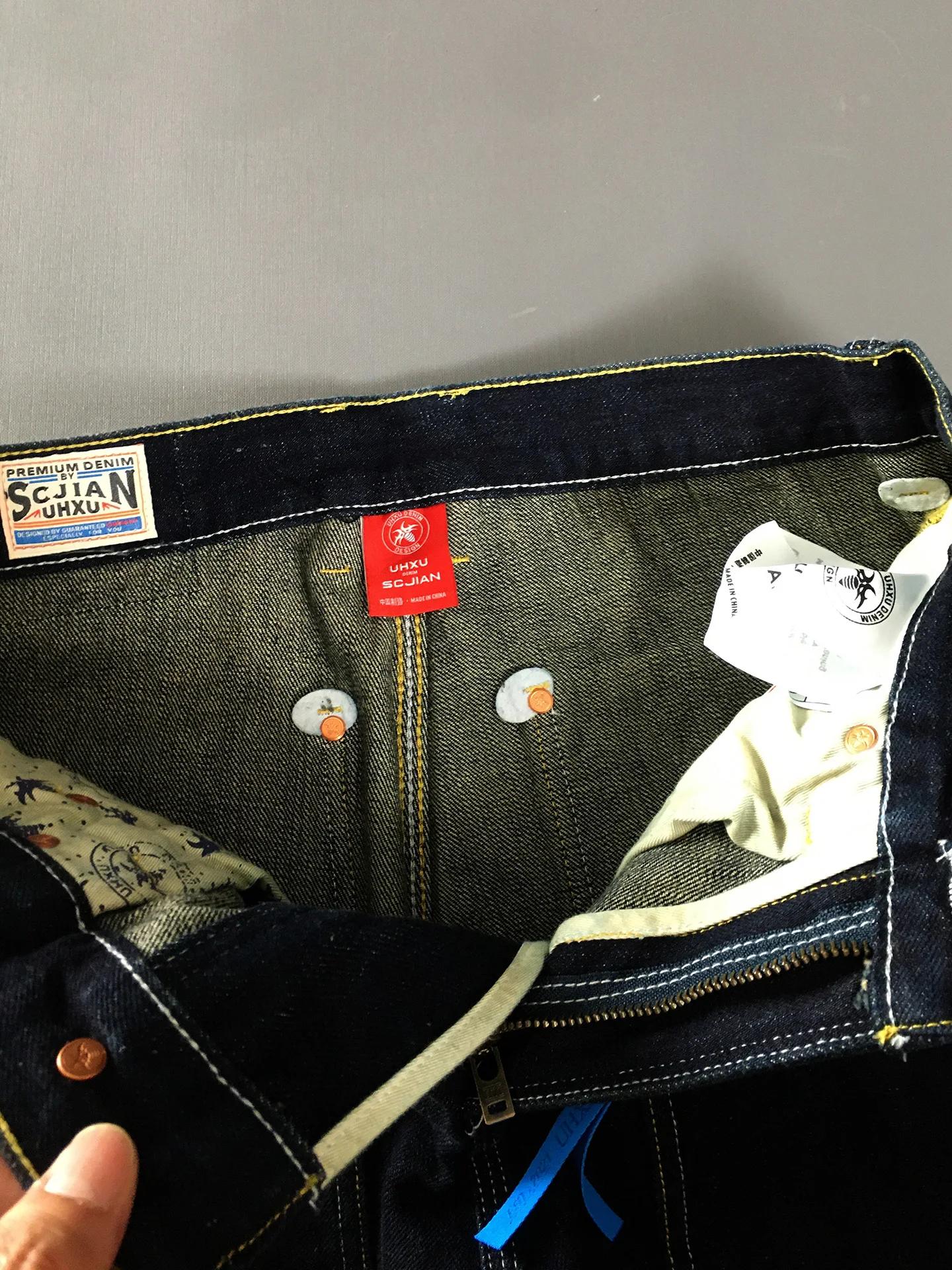 Jean en Denim brut lourd pour hommes, 2025 A/W, 100% coton, bleu, décontracté, droit, rigide, Non ex